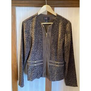R & K Originals Blazer Jacket Women’s Sz 8 Brown Animal Print